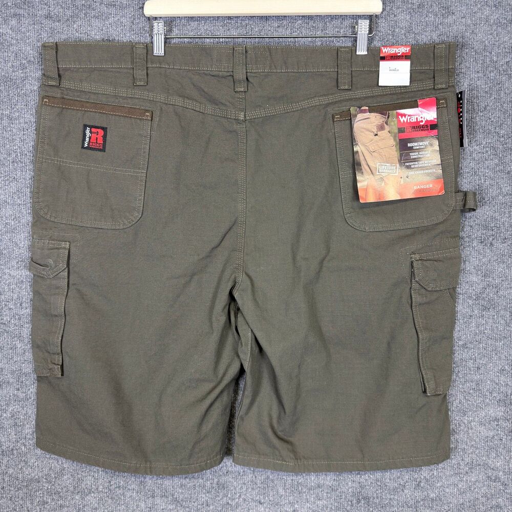 Wrangler Riggs Workwear Mens Cargo Shorts Size 48 Ranger Relaxed Green Ripstop